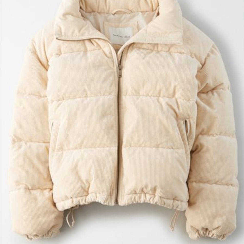 American Eagle Outfitters Cream Puffer Jacket